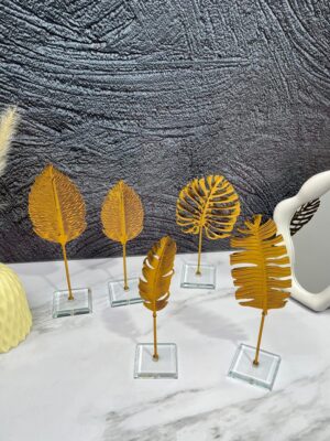 Decoracion Hojas Metal/Vidrio 21X6Cm