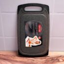 Tabla De Picar Rectangular Negra Granito Fina 21X35X06Cm