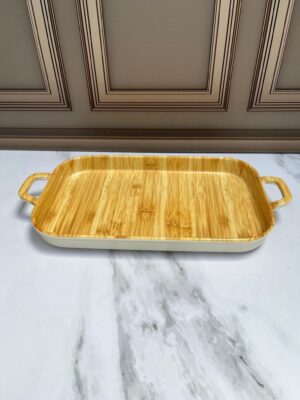 Bandeja Melanina Aspecto A Madera Rectangular