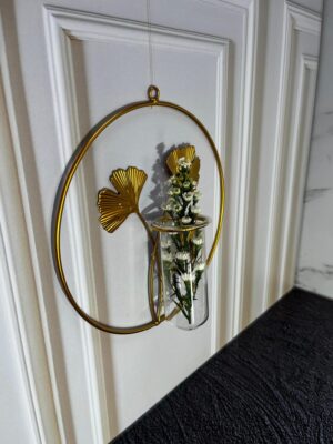 Decoracion Metalica Inoxidable florero de pared circular 25X26Cm