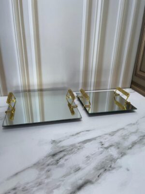 Set Bandejas Tipo Espejo X2 Unidades Cuadradas