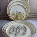 Set X3 Bandejas De Color Blanco Con Dorado O Blanco Con Plataedo